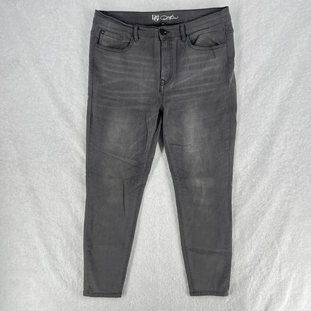 DG2 Diane Gilman Jeans Womens 14‎ Gray Denim Cotton Stretch High Rise Skinny Leg